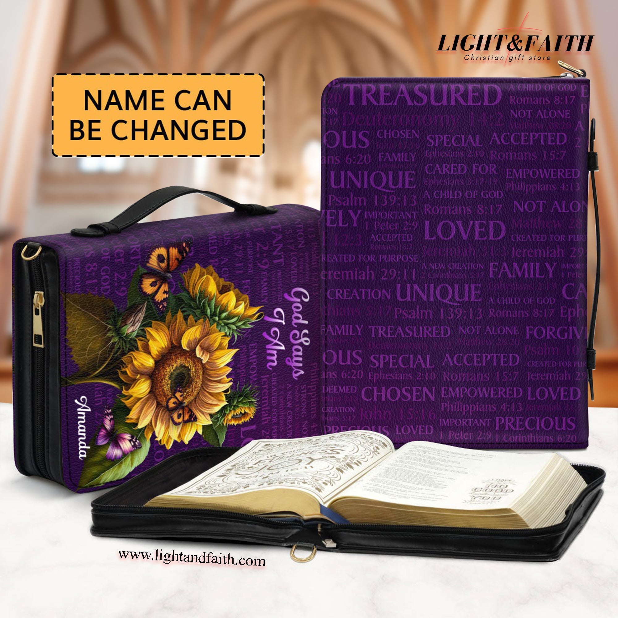 What God Says About You Leather Book Cover, Personalized Zippered Bible Cover With Handle, Worship Gifts For Women's Ministry, Christian Gift, Bible Covers Jesus Gifts